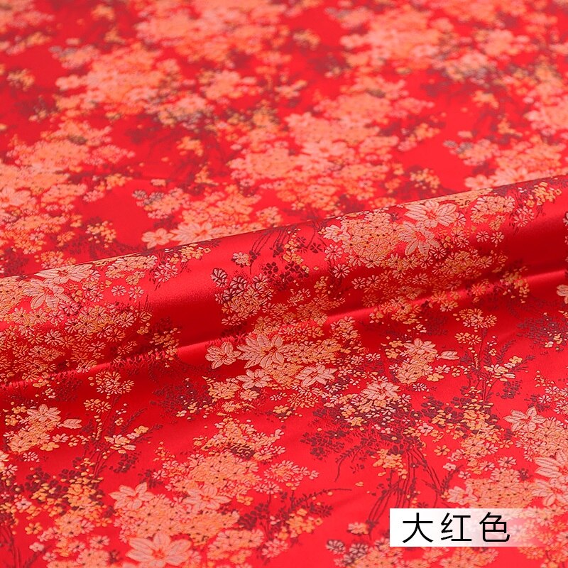 Brokade satin stof bredde 114cm smukke kjole stof materiale til fremstilling af cheongsam og kimono: Rød