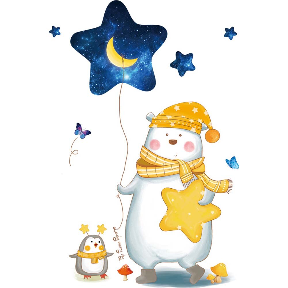 [shijuekongjian] tecknad björn djur väggdekaler diy rymden planeter för barnrum baby sovrum plantskola hus dekoration: Björn klistermärke