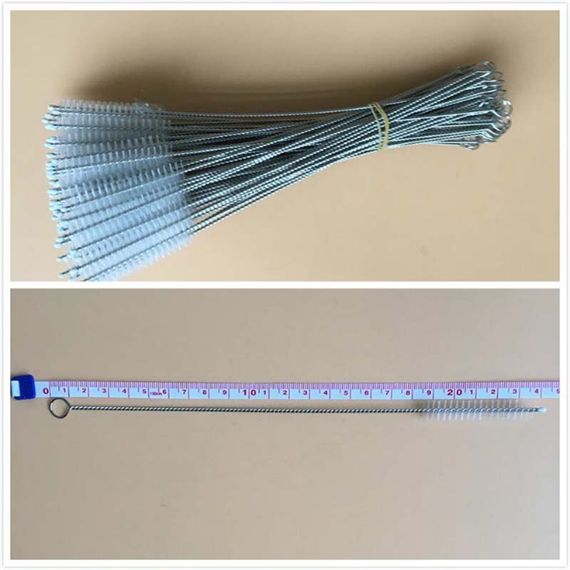 10pcs/lot Baby Milk Bottle Straw Brush Drink Water Cup Straw Washing Brush Stainless Steel Handle Spiral Soft Hair Cleaning Tool
