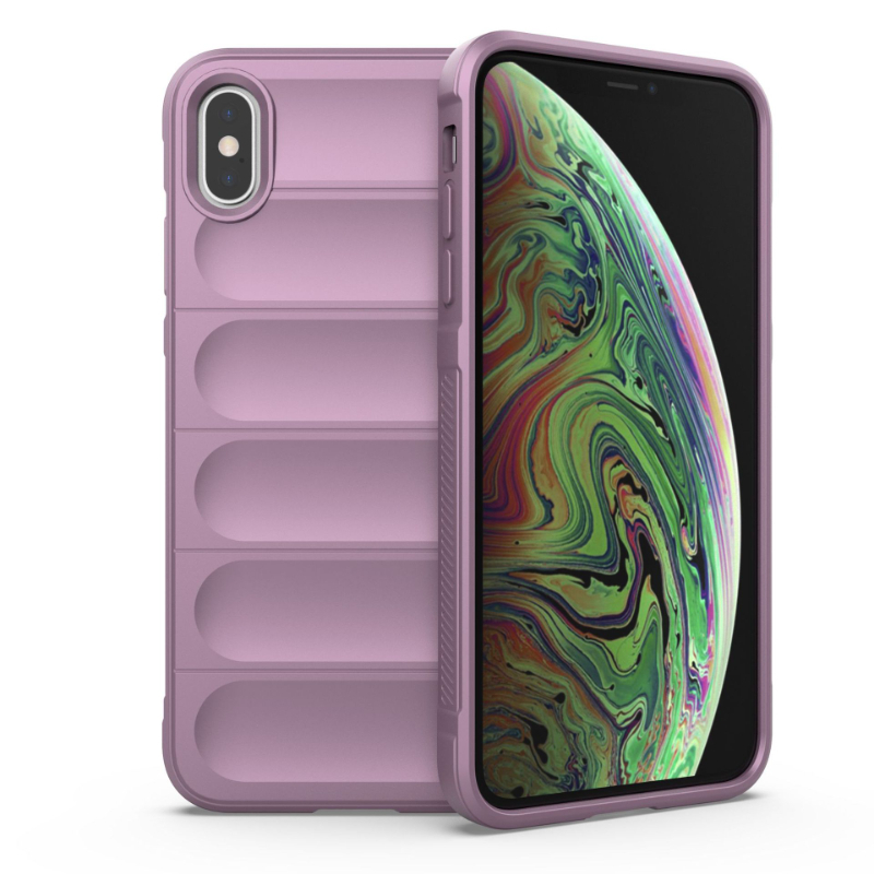 Funda para iPhone X XR XS Max, Funda trasera a prueba de golpes, Fundas de teléfono con armadura, Funda anticaída de silicona líquida: ABS / Púrpura claro