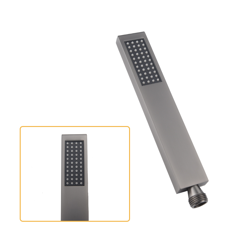 Bathroom Fixture Square In Wall Mounted Shower Set Hand Shower with Holder and Valve Body Metal Grey 1.5M Hose