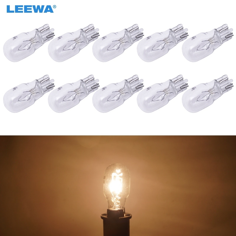 LEEWA 10 stks Warm Wit Auto T13 Wedge 12 v 10 w Halogeen Lamp Externe Halogeenlamp Vervanging Dashboard Bulb licht # CA1309