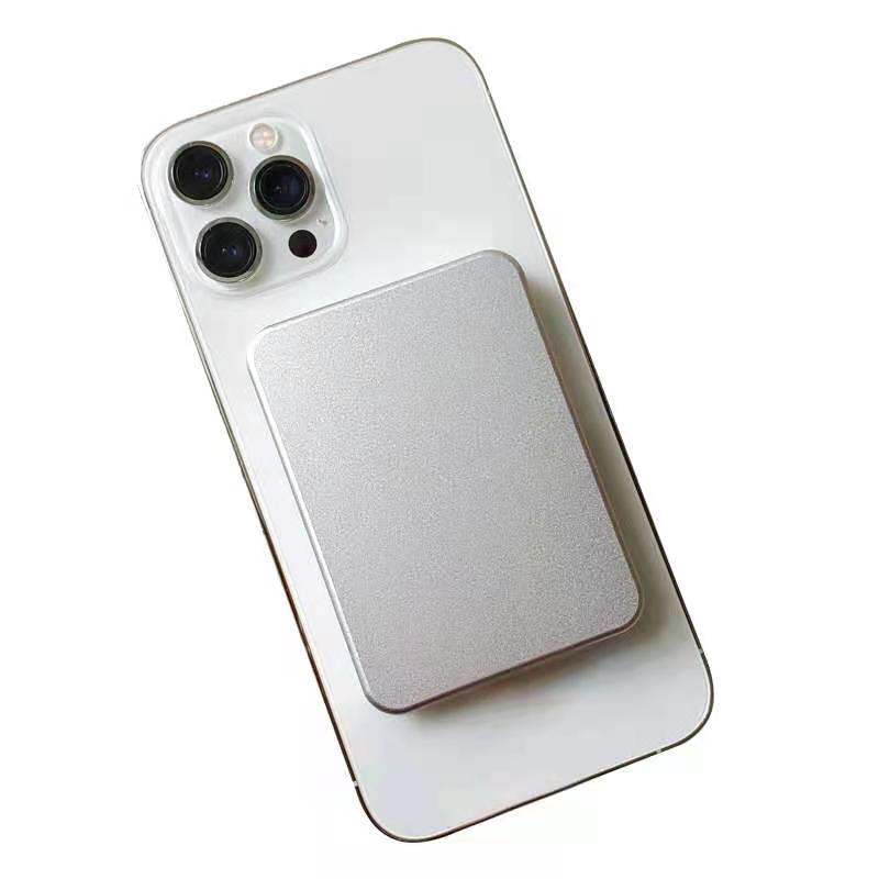 Arvin-cargador inalámbrico magnético, batería externa universal para iPhone 12Pro Max, imán de carga rápida, fuente de alimentación móvil: Silver 5000mAh