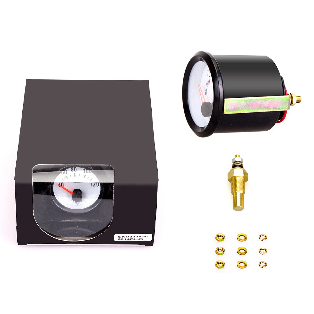Indicador de temperatura de agua para coche, medidor de temperatura de agua con Sensor, luz LED azul, 2 ", 52mm, 12V, 40 ~ 120Celsius: Gauge