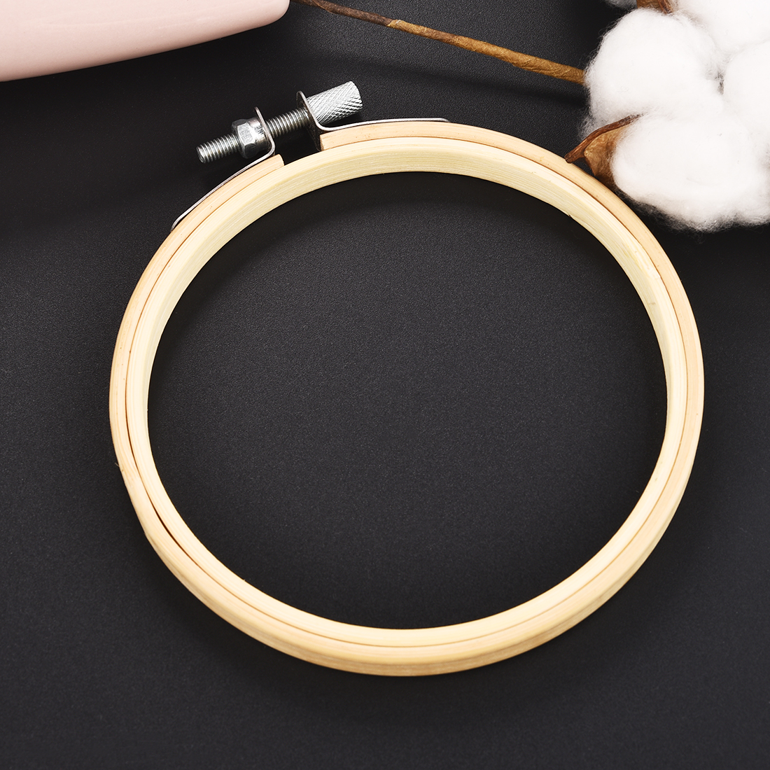 Juego de marco de aros de bordado de madera de 10-30cm, anillos de aro de bordado de bambú para manualidades con aguja de punto de cruz DIY