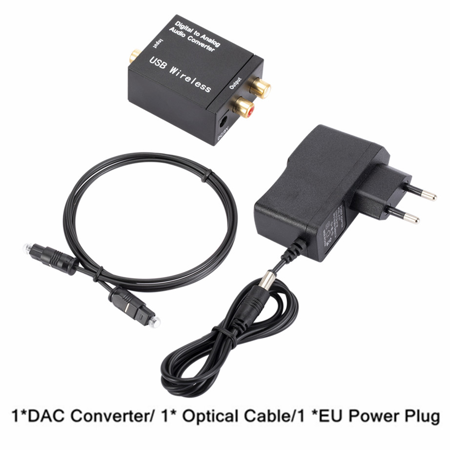 Digital zu Analog Audio- Konverter RCA R/L Ausgang Audio- Adapter DAC Verstärker Kasten Für Koaxial Optische SPDIF ATV DAC Decoder: Schwarz