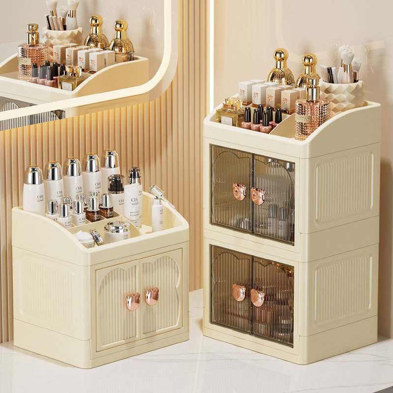 High-end desktop storage, folding, multi-layer organizing box, lipstick, cosmetics and skin care products storage cabinet