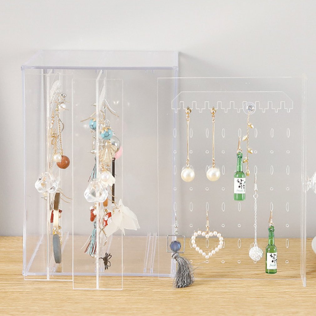 Multifonctionnel bijoux boîte de rangement en plastique Transparent poussière boucles d'oreilles finition boîte bureau Vertical Lagerung support 1 pièce
