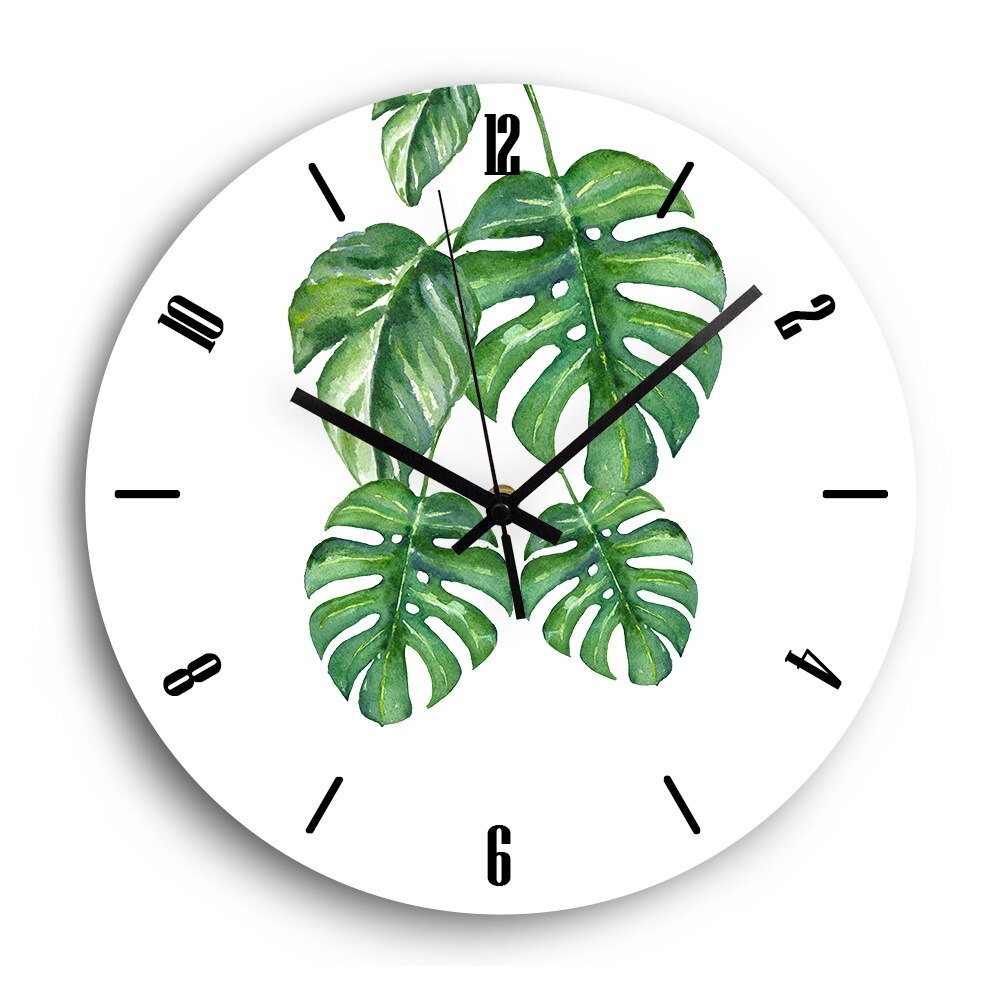 Plante digital vægur moderne lydløs kvarts kaktus stue dekorativ akryl ur på væggen ur hjem indretning: Yakel 0181
