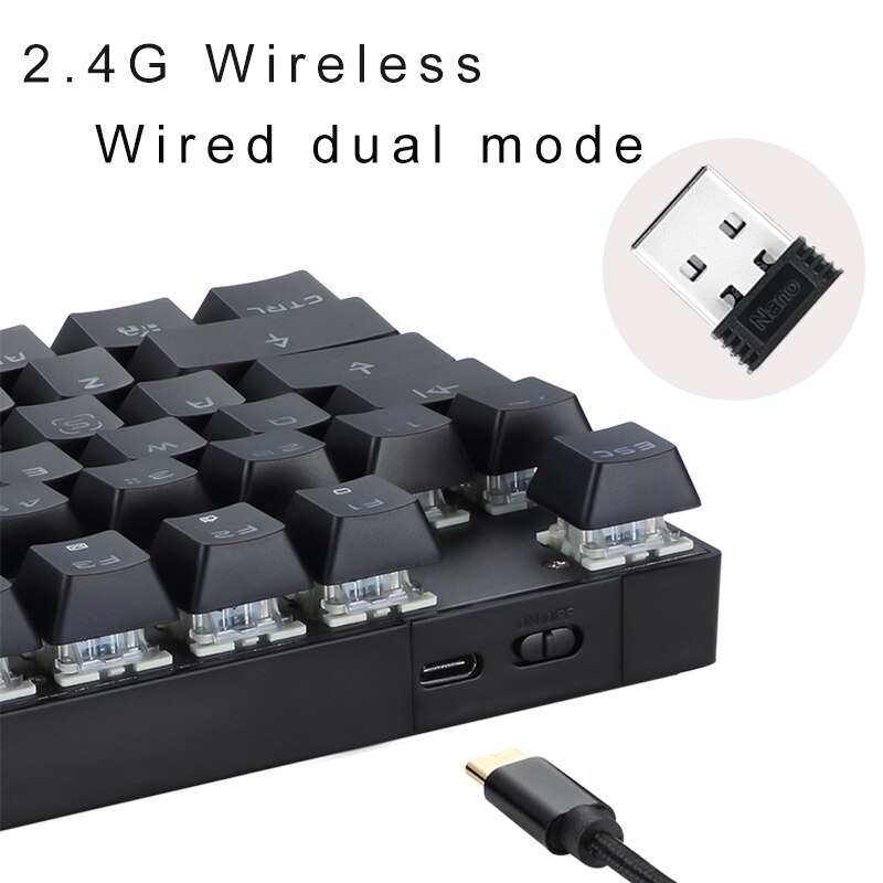 Genuíno motospeed 2.4g sem fio modo duplo gaming teclado mecânico 87 receptor usb chave led retroiluminado teclado para computador gamer