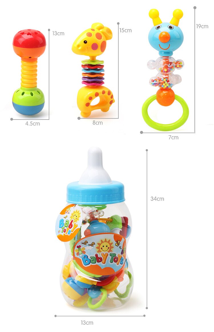 9 teile/satz Baby Rasseln BeißRing, Ball Shaker, Greifen und Dreh Rassel, beißRing Spielzeug Spielen einstellen für Baby Kleinkind Ungiftig Bunte tapsen