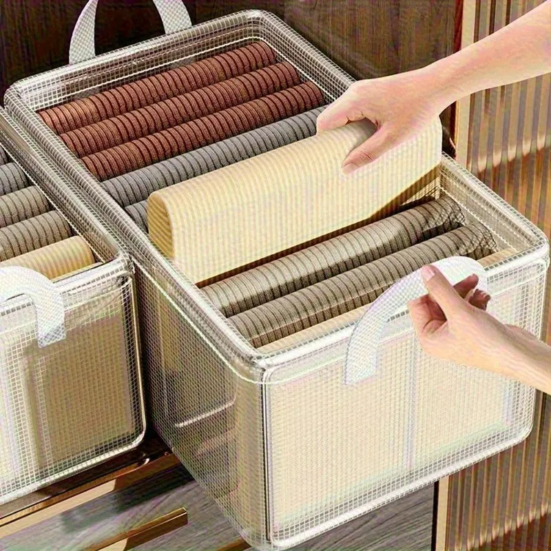 Cajas de almacenamiento plegables, organizador de ropa, contenedores apilables para camisetas y pantalones, PVC impermeable para armario, almacenamiento de ropa interior