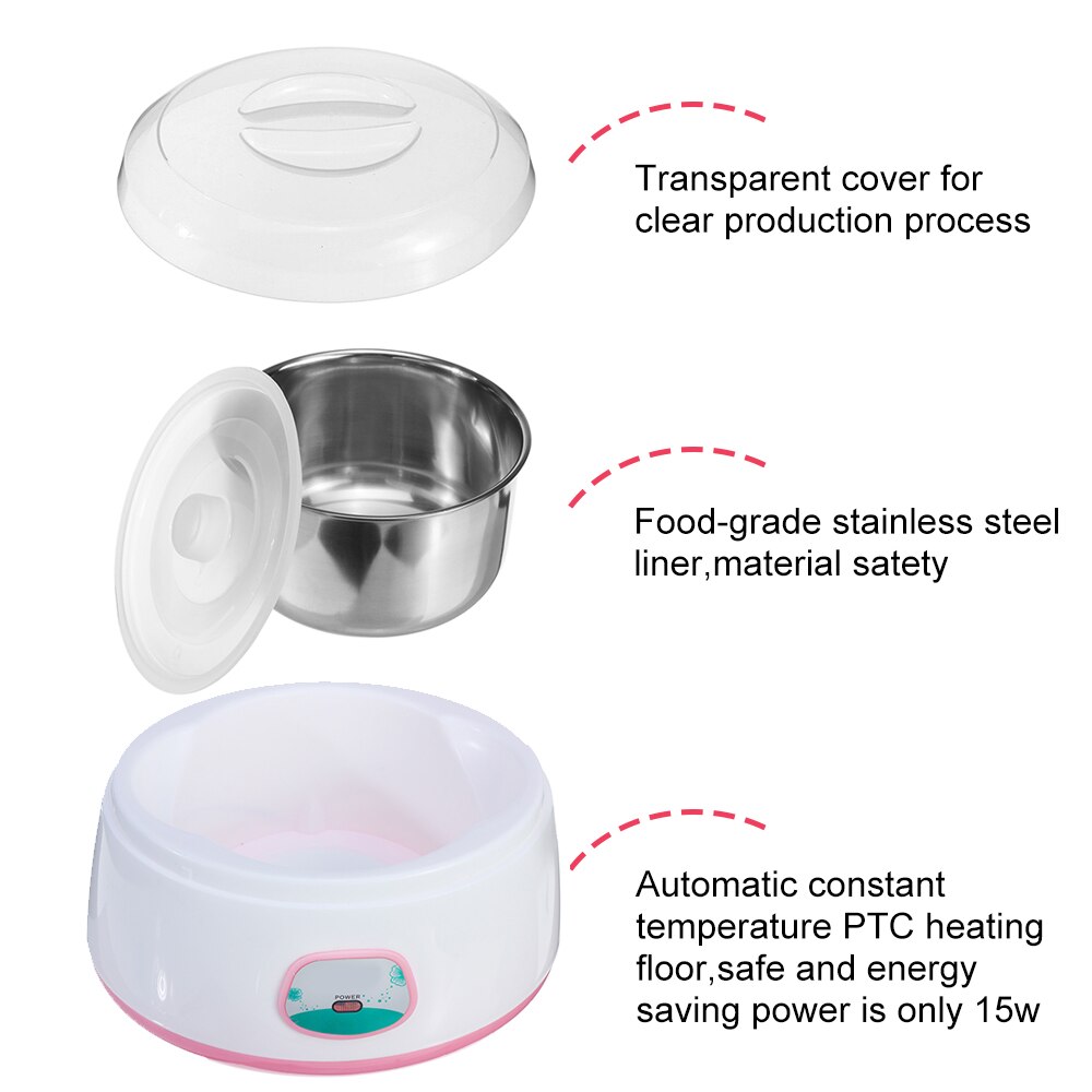 1.2L 220V Yogurt Makers Full Automatic Yogurt Machine Maker Household Stainless Steel/PP DIY Yogurt tools Mini Kitchen Appliance
