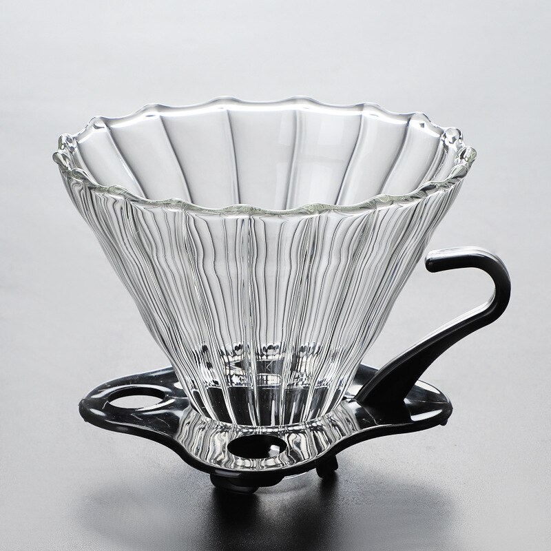 Cafetera manual V60 con filtro, resistente a altas temperaturas, vidrio grueso, embudo con tapa: Big with stand