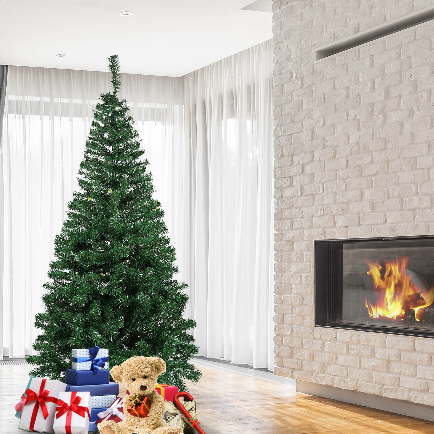 Árbol de Navidad decoración Artificial árbol completo con soporte de Metal sólido para en casa K888