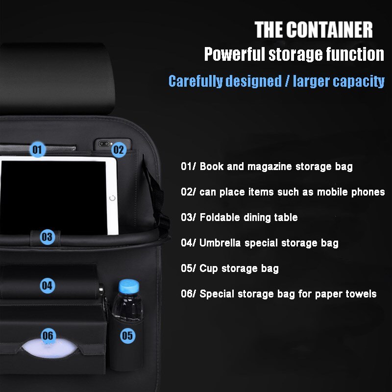 Soporte plegable para taza de coche, organizador Interior multifunción para coche, soporte para asiento de vehículo, soporte para botella de teléfono, soporte para bebidas, cajas de comida, bandeja