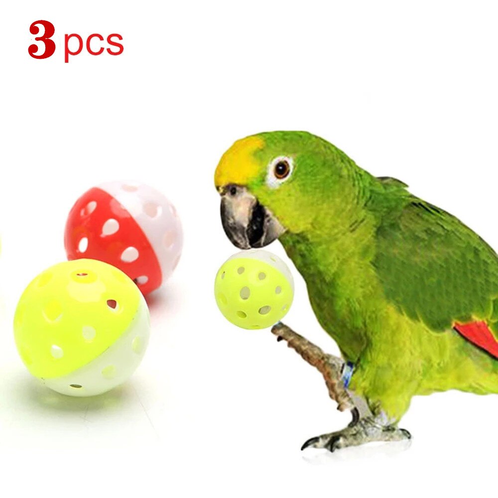Kimi Papegaai Speelgoed Kleurrijke Hollow Rolling Bel Bal Vogel Speelgoed Parkiet Valkparkiet Papegaai Kauwen Kooi Fun Kat Speelgoed: 3PCS Bird Toy