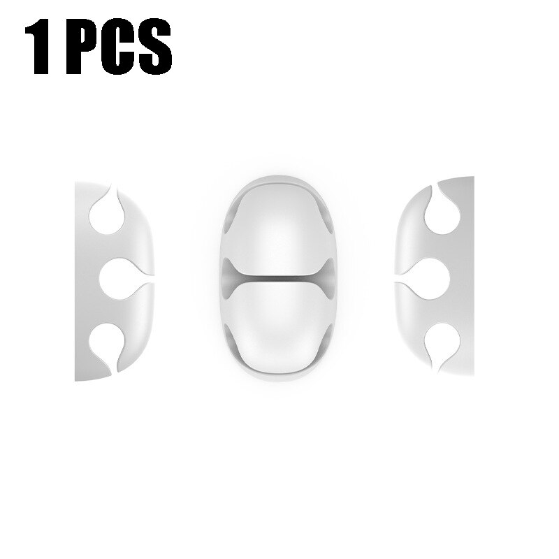 4PCS Desktop Double-sided Porous Non-marking Cable Holder Wire Cord Protector Silicone USB Cable Wire Organizer Management Clamp: White 3 Holes