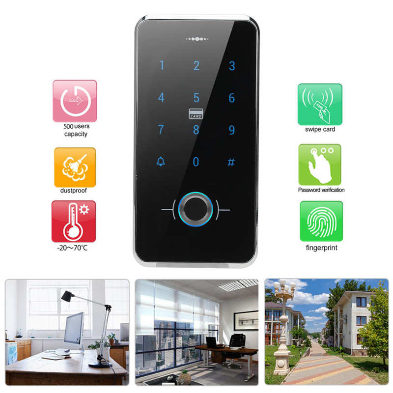 Touch Screen Door Keypad Fingerprint Password Card Reader IP68 Waterproof Wiegand26 Access Controller Security Access System
