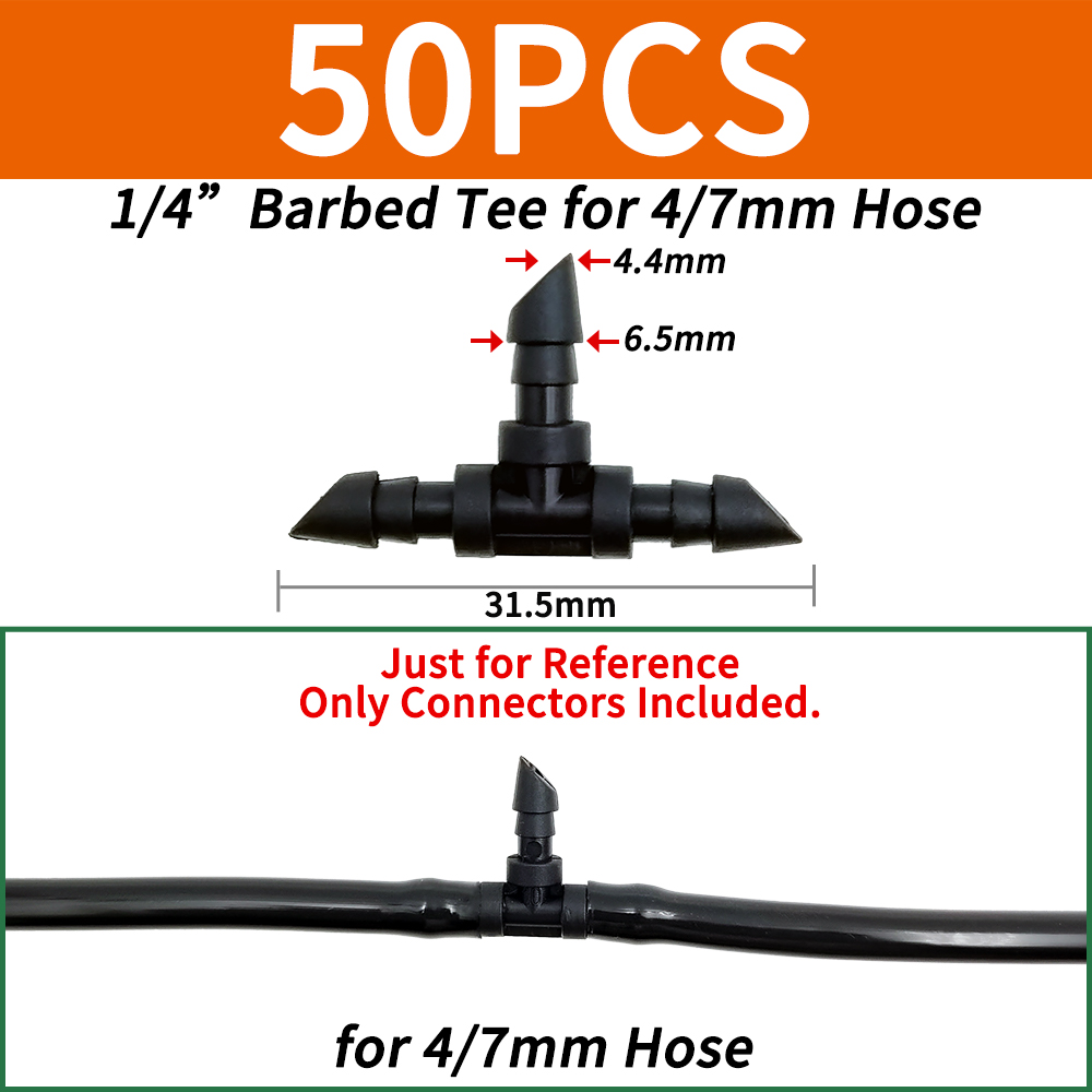 50pcs Barbed Connectors Irrigation Fittings Drip Irrigation Barbed Connectors 4/7mm Tubing Fittings for Flower Pot Garden Lawn: green