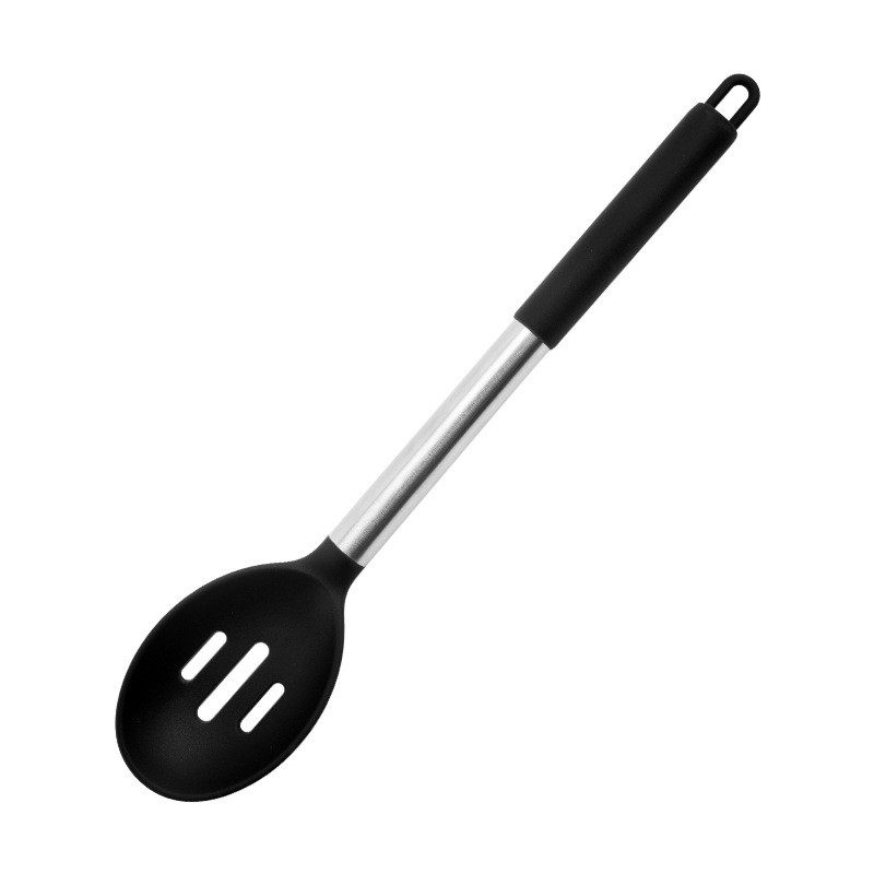 2-teiliges Silikon-Kochlöffel-Set mit Edelstahlgriff, Salat-Rührlöffel-Set, antihaftbeschichtete Kochutensilien, Küchenutensilien: Rot