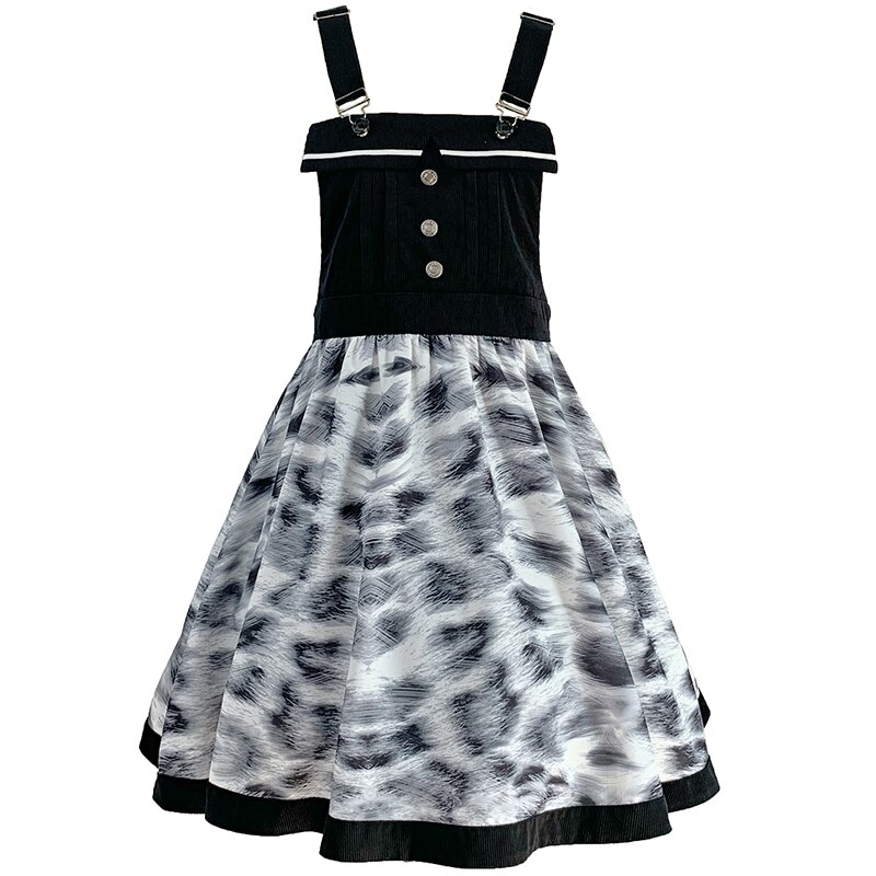 Harajuku coreano estilo gótico punk leopardo impressão princesa japonês vestidos cos loli cosplay menina lolita jsk vestido