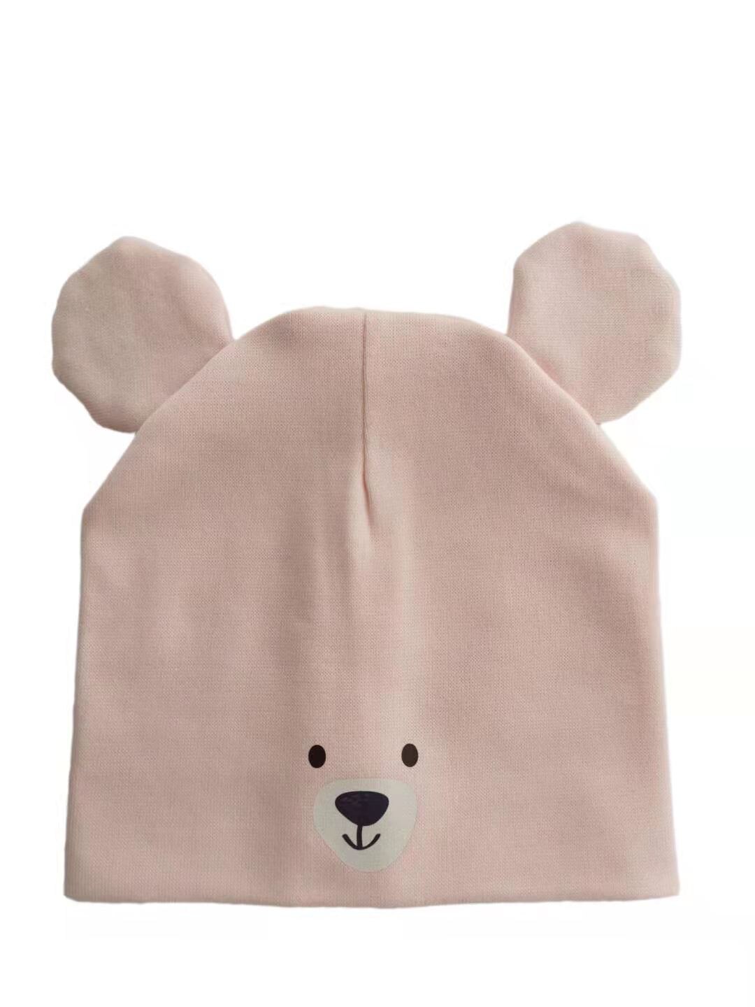 Nyfødt 6 måneder -1 år bamse hue med øreklap hue til drenge og piger småbørn børn børn bomuld bjørnehue: Lyserød / 1-3 år