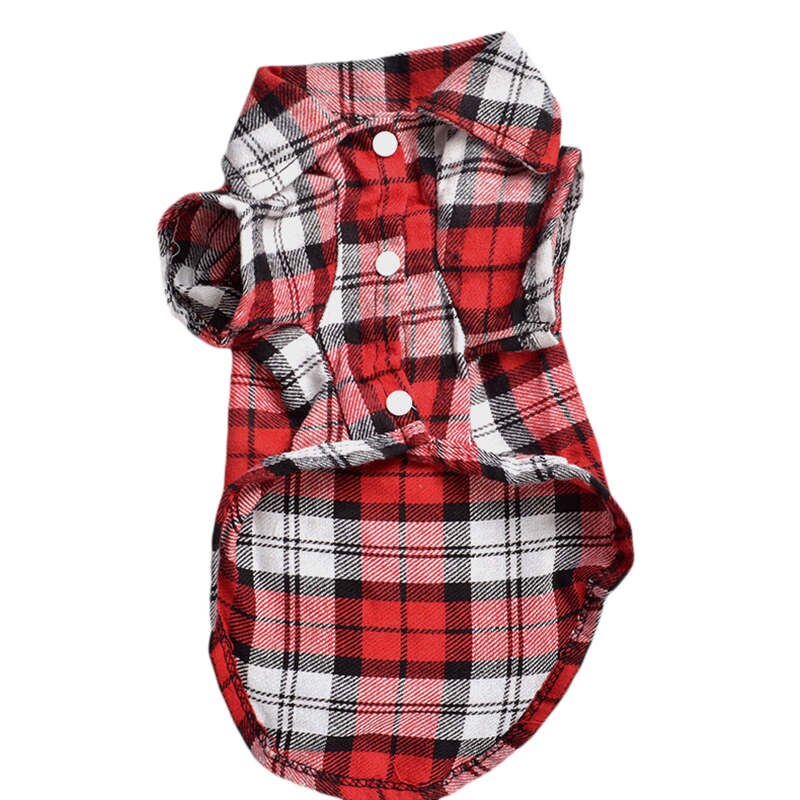 Ropa para mascotas para perros pequeños, camisa a cuadros de algodón para primavera y verano, ropa para Chihuahua de peluche cachorro de Yorkshire: Red / L