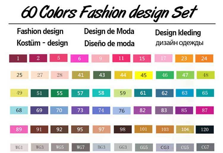 TOUCHNEW-marqueurs à alcool à double tête pour dessiner, 30/40/60/80/168 couleurs, marqueurs artistiques pour dessin Manga: 60 Clothing Set