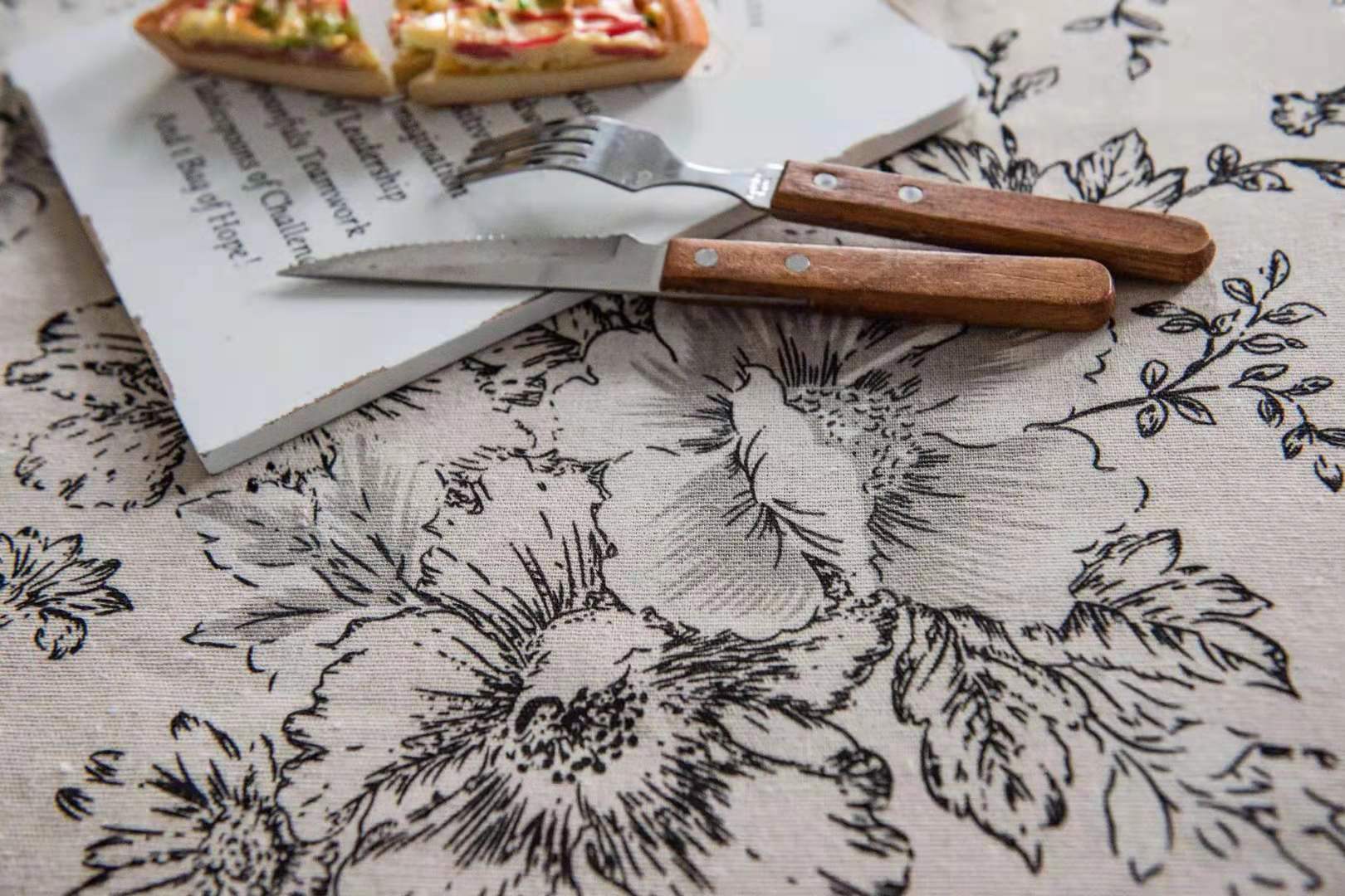 Round Tablecloth for Table Rose Print Cotton Linen Diameter 150 Round Table Cover Decorate Home Party Hotel Mantel Mesa