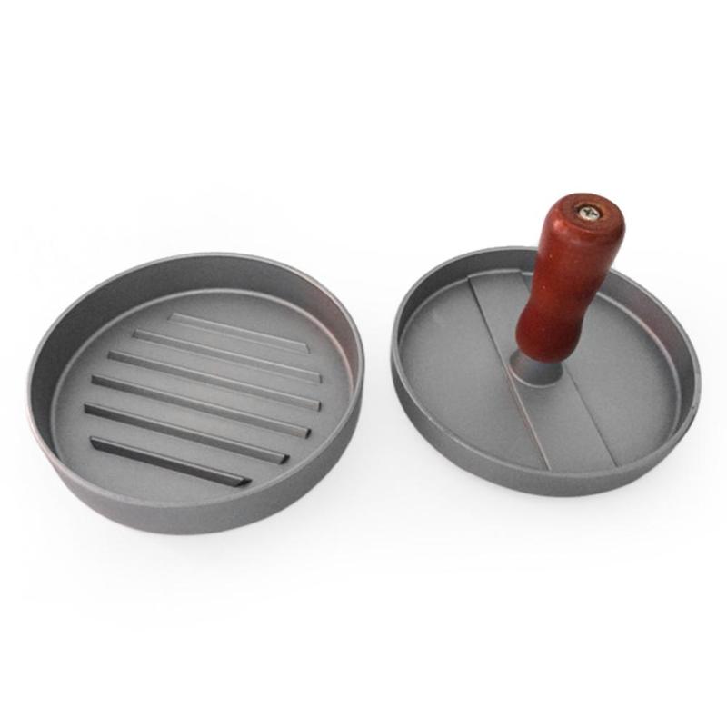 Holz Griff Runde Hamburger Presser Burger Fleisch Rindfleisch Patty Hersteller Schimmel (A)