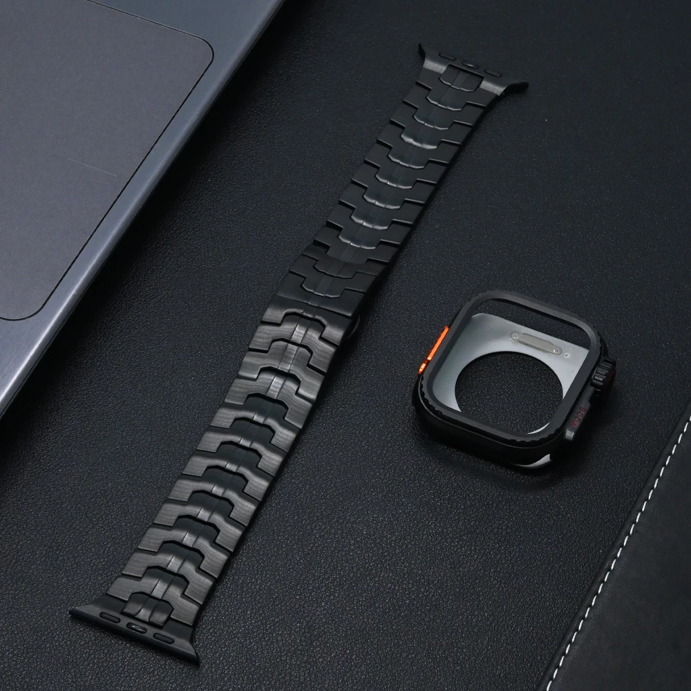 Roestvrij stalen band voor Apple Watch-band 49 mm 46 mm 45 mm 44 mm Vlindergesp Link-armband + kast Iwatch 10 9 8 7 6 5 Se Ultra: Blue pink / 14mm