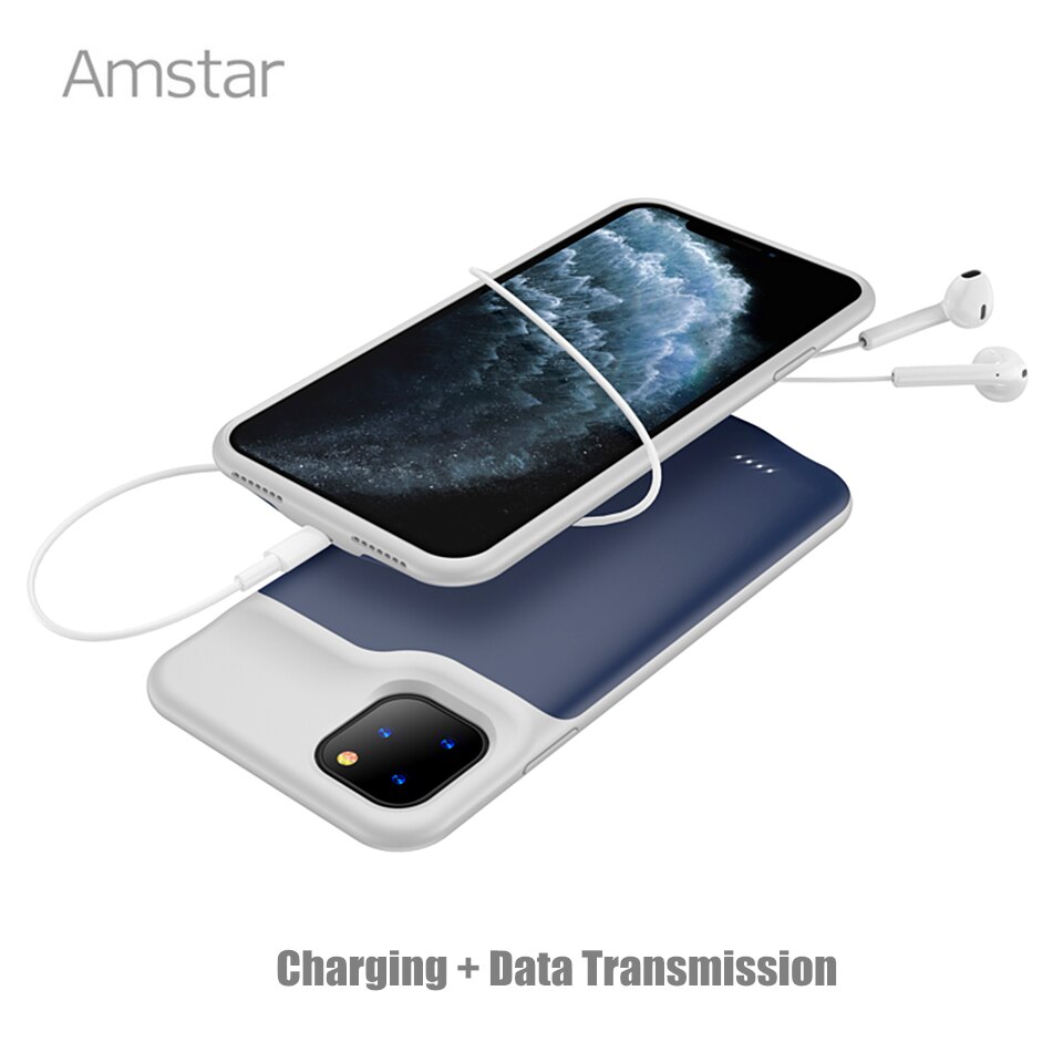 Amstar Batterij Charger Cases Voor Iphone 11 Pro Max Powerbank Case Externe Batterij Opladen Pack Backup Case Voor Iphone 11 pro