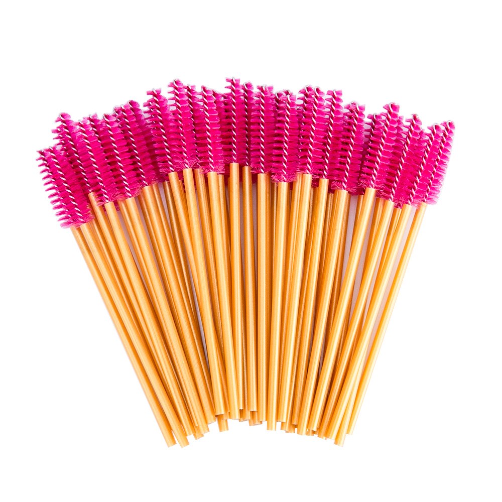 100 unids/pack nueva buena desechable pestañas maquillaje para pestañas cepillo Mini varitas de rímel de pincel para maquillaje herramienta de maquillaje: Rose Golden