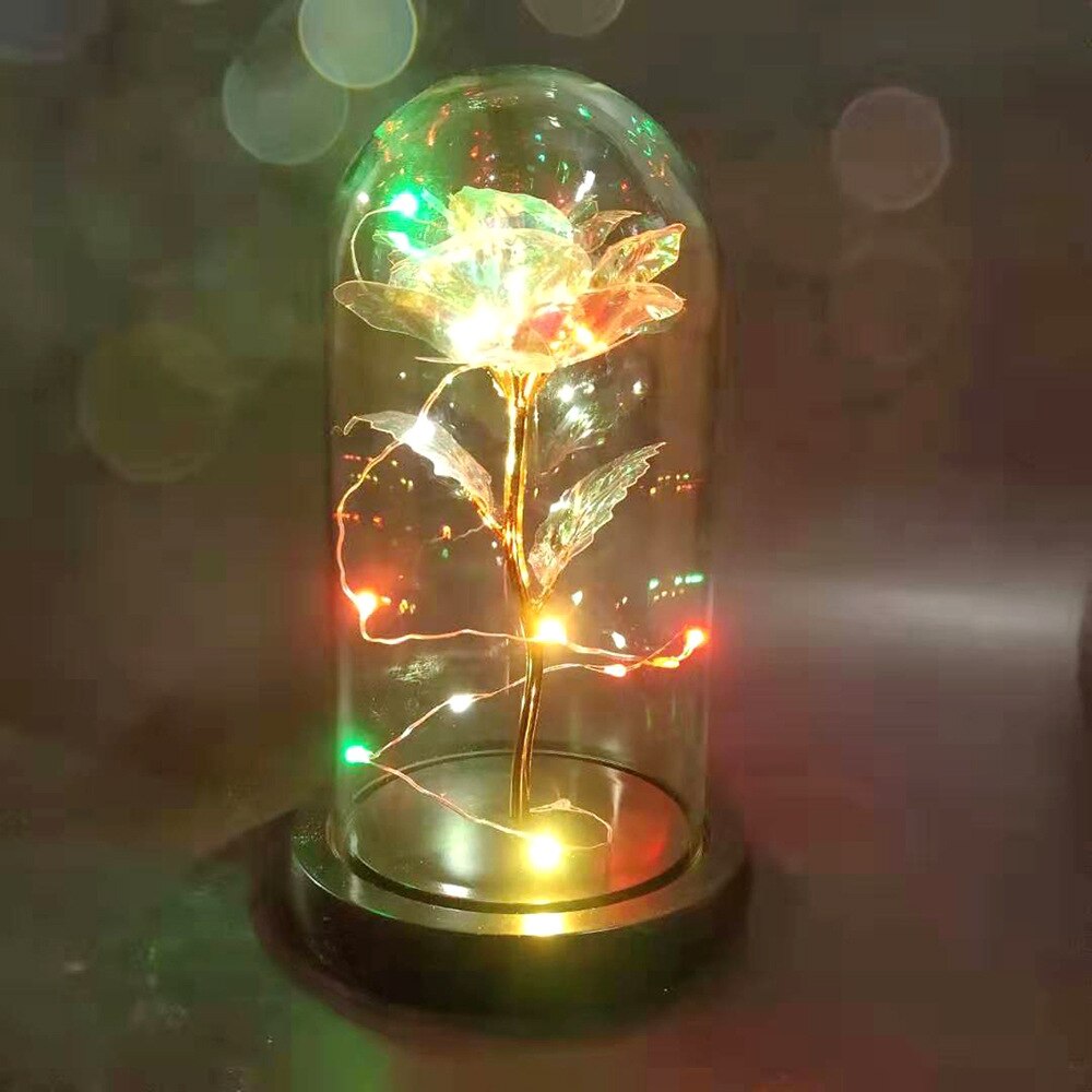 La belle et la bête Rose éternelle en flacon dôme en verre pour saint valentin décoration fête de mariage fête des mères: 05- flower