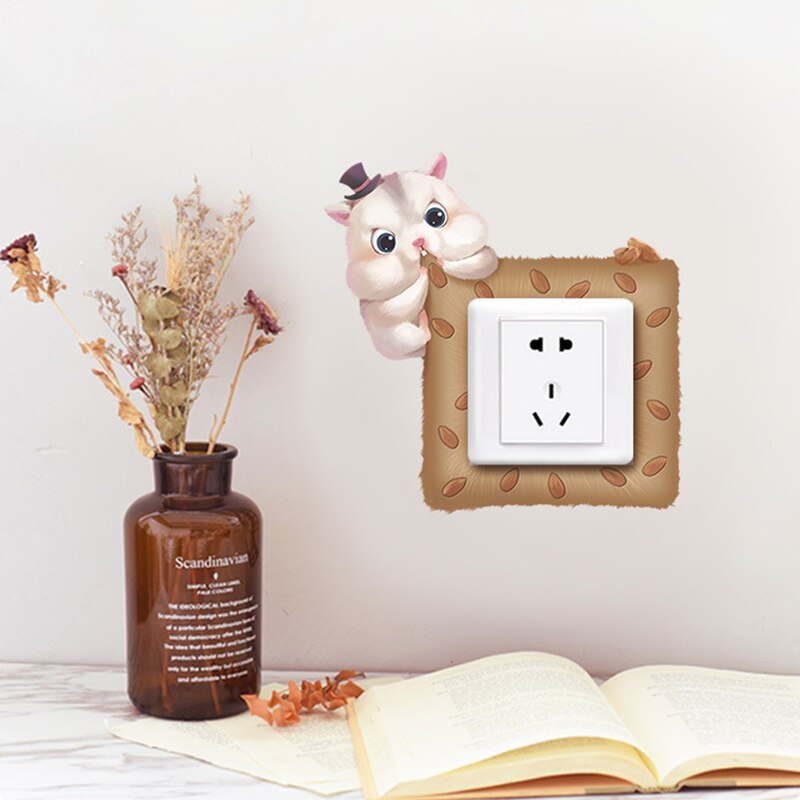 5 Pcs Cartoon Cute Switch Sticker Wall Switch Protective Cover Simple Socket Decoration K9Store