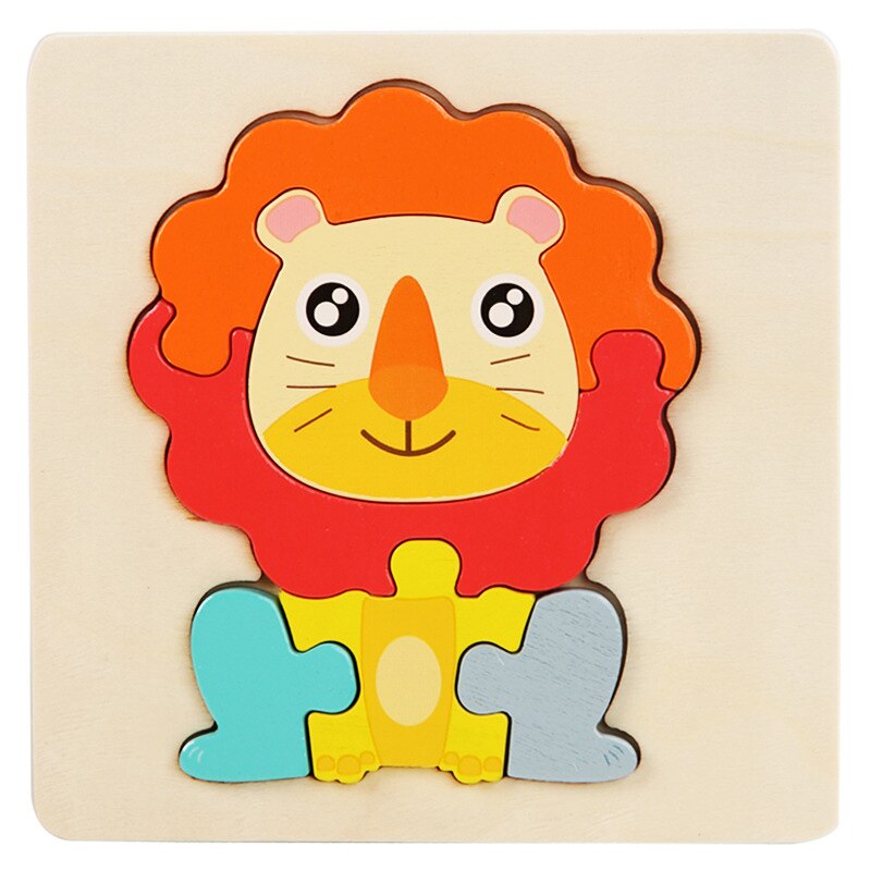 Cartoon Animal 3D Puzzles For Kids Wooden Toys Montessori Educational Toys For Children Wooden Puzzles Montessori Toys Baby