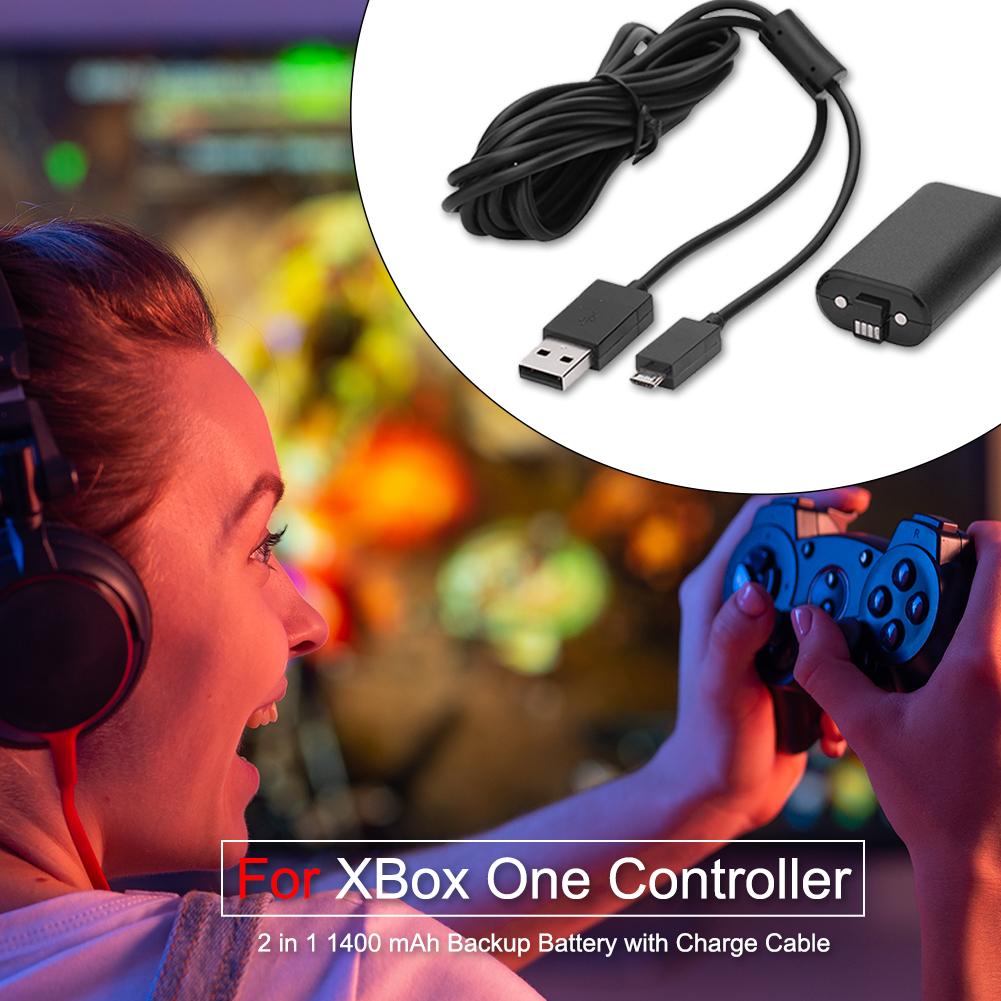 1400 Mah Batterij En Usb Kabel Voor Xbox One Wireless Gamepad Controller Opladen Kit Overbelasting Overspanningsbeveiliging