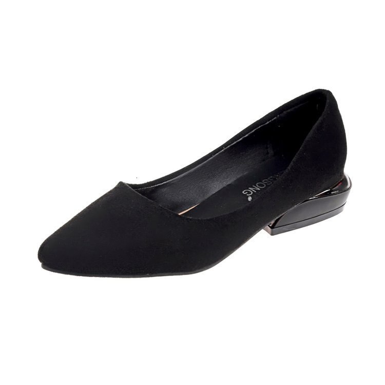 Tamaño grande individual 35-43 zapato Mujer otoño Zapatos señoras planos bajo con boca baja Zapatos De Mujer Sapato femenino: black / 5