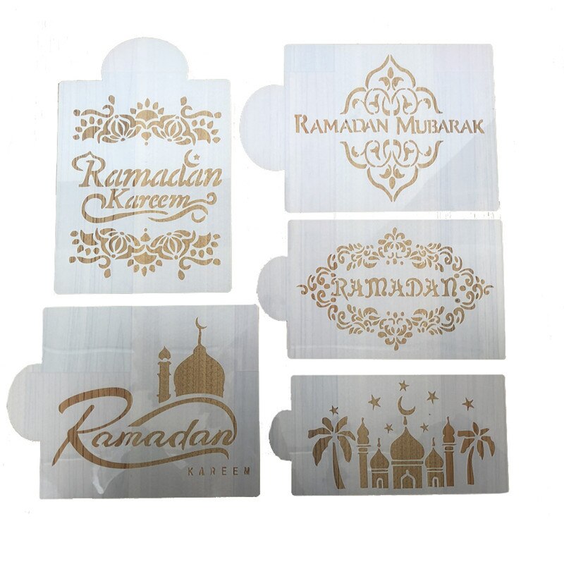 1 stk eid mubarak ramadan kaffe udskrivning skabelon spray stencilsæt diy fondant kage kiks dekorationsværktøjer