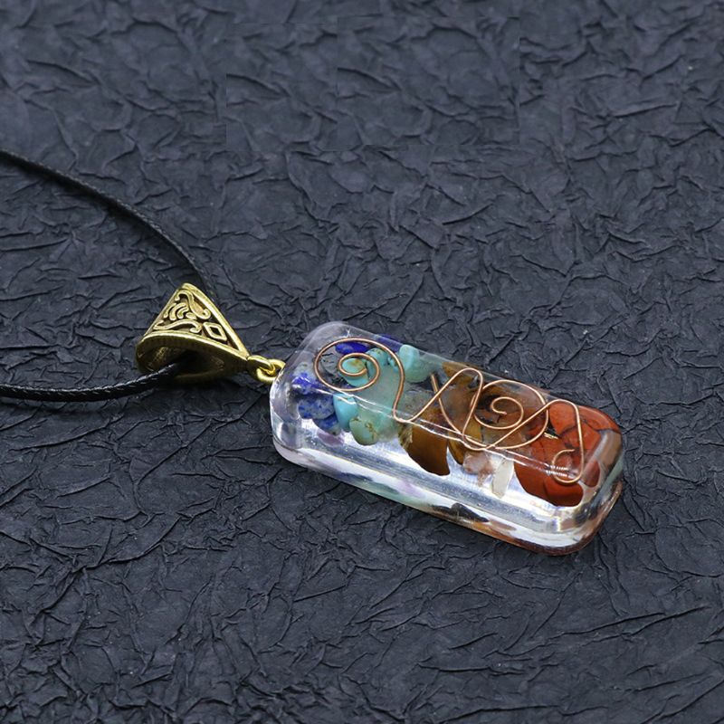 Merkaba 7 Chakras piedras de cristal colgante orgonita generador de energía acumulador orgonita hexagonal Chakra collar y pendiente Unisex: A