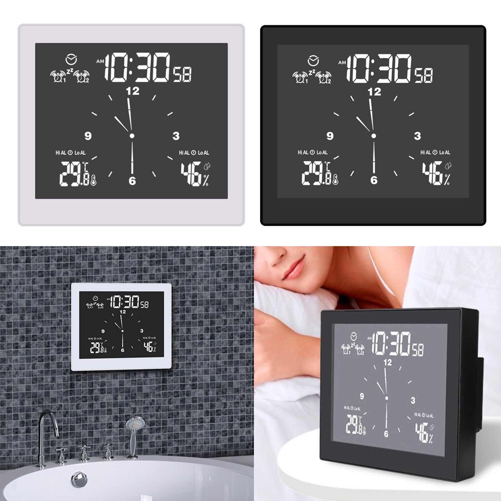 Horloge de douche numérique étanche humidité température salle de bain minuterie