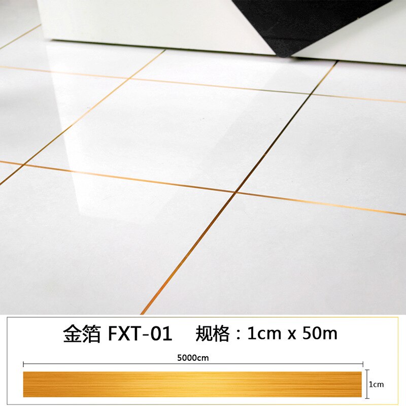 Living Room Floor Tiles Beautiful Seam Stickers Waterproof Floor Seam Stickers Decorative Stickers Diagonal Stickers Self-Adhesi: golden 10mm