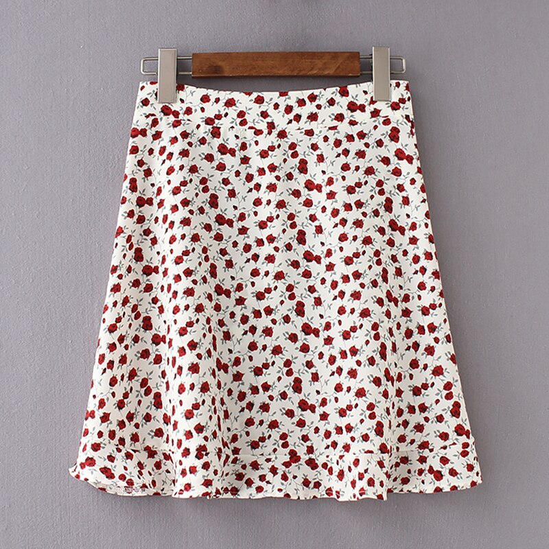 Yanueun Women Stylish Floral Print Short Skirts Female Ruffles High Waist Mini Skirts Women Bottoms Summer