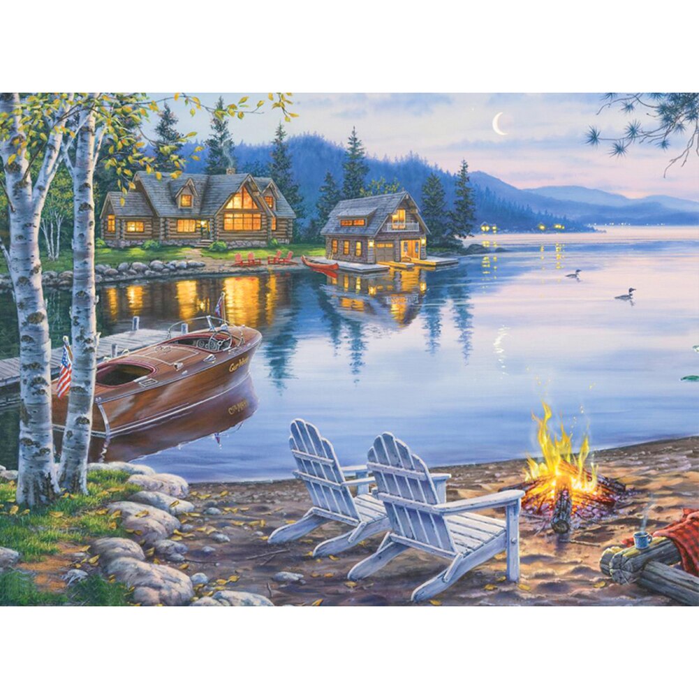 5D BRICOLAGE Plein Carré Diamant Peinture Montagne Paysage Broderie point De Croix Mosaïque Strass Halloween Décor: 09