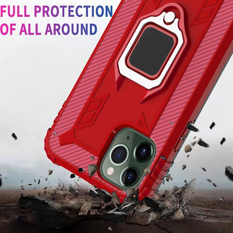 Suitable for iPhone12/12Pro mobile phone case 12mini mobile phone case 12pro MAX ring car anti-fall case: 12  12Pro  red