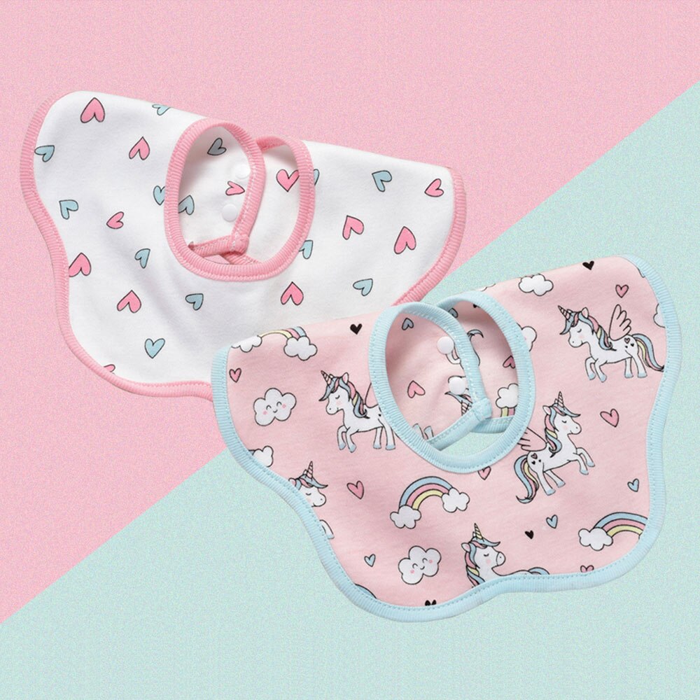 Insular Cartoon Print Baby Slabbetjes 360 Graden Draaibare Bandana Bib Waterdicht Eenvoudig Te Reinigen Speeksel Handdoeken Baby Kant Burp Doek: Unicorn