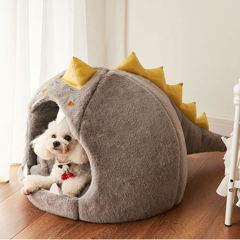 Dinosaur Shape Dog Bed Washable Removable Pet Supplies House Kennel Keeps All Seasons Warm Small Dog Teddy Universal Cat Bed