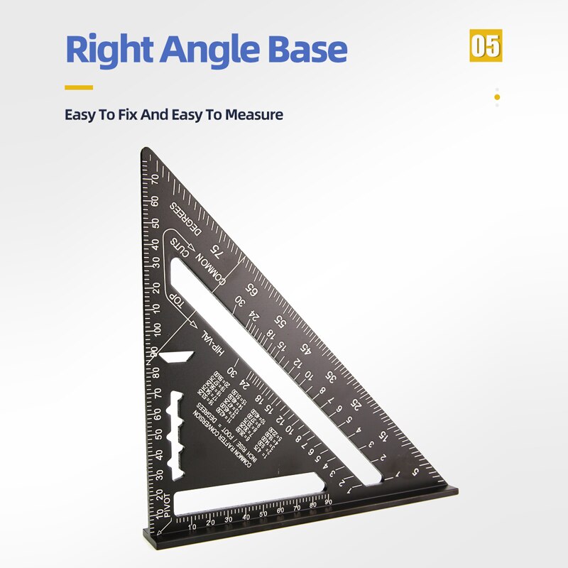 Driehoek Heerser 7Inch 90 Graden Hoek Aluminium Square Heerser Gradenboog Houtbewerking Set Pleinen Driehoekige Meters Metric/Cm