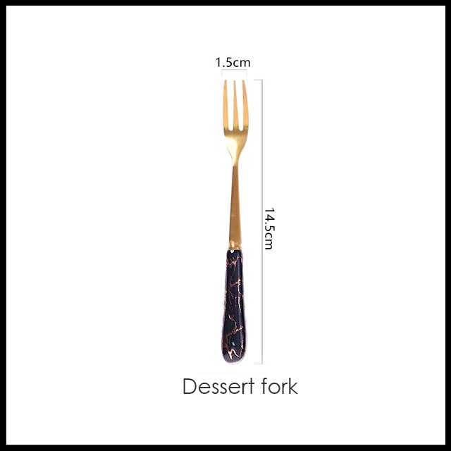 Zastawa stołowa do kuchni zestaw sztućców zestaw złotych sztućców zestaw sztućców ze stali nierdzewnej luksusowy nóż łyżka zestaw obiadowy Western Ceramics: black dessert fork